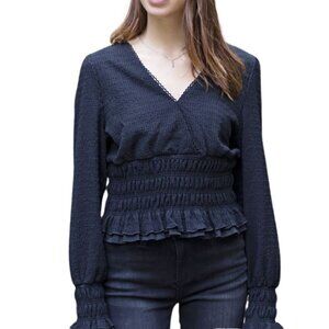 The Make Or Break Top by White Birch Black Smocked Top Size XL